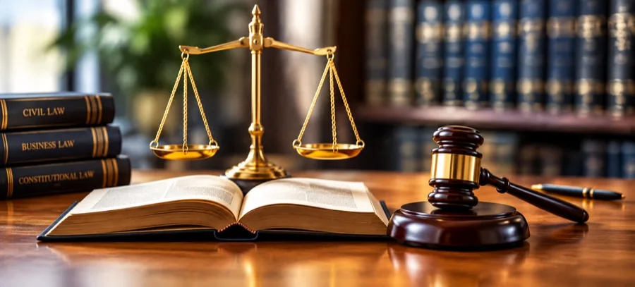Scales of justice representing a law firm practice